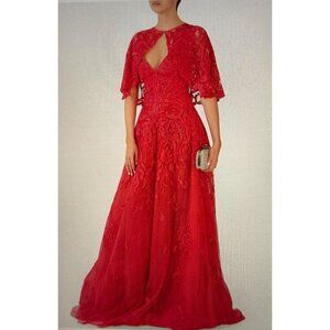 NWT $8k Zuhair Murad  Pink Caplet Lace Beaded Gown - Size 8 - One of a Kind!